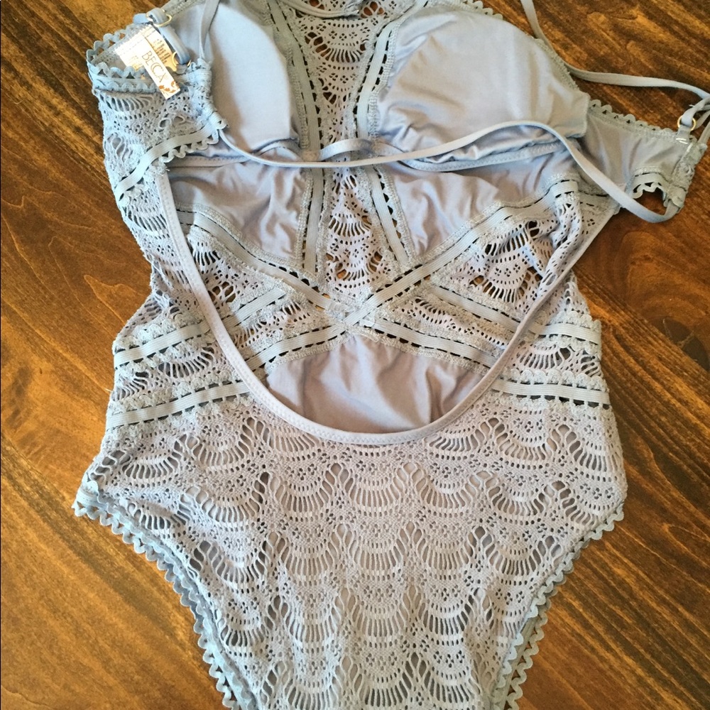 Becca Crochet One Piece Swimsuit in LIGHT BLUE - Picture 4 of 5
